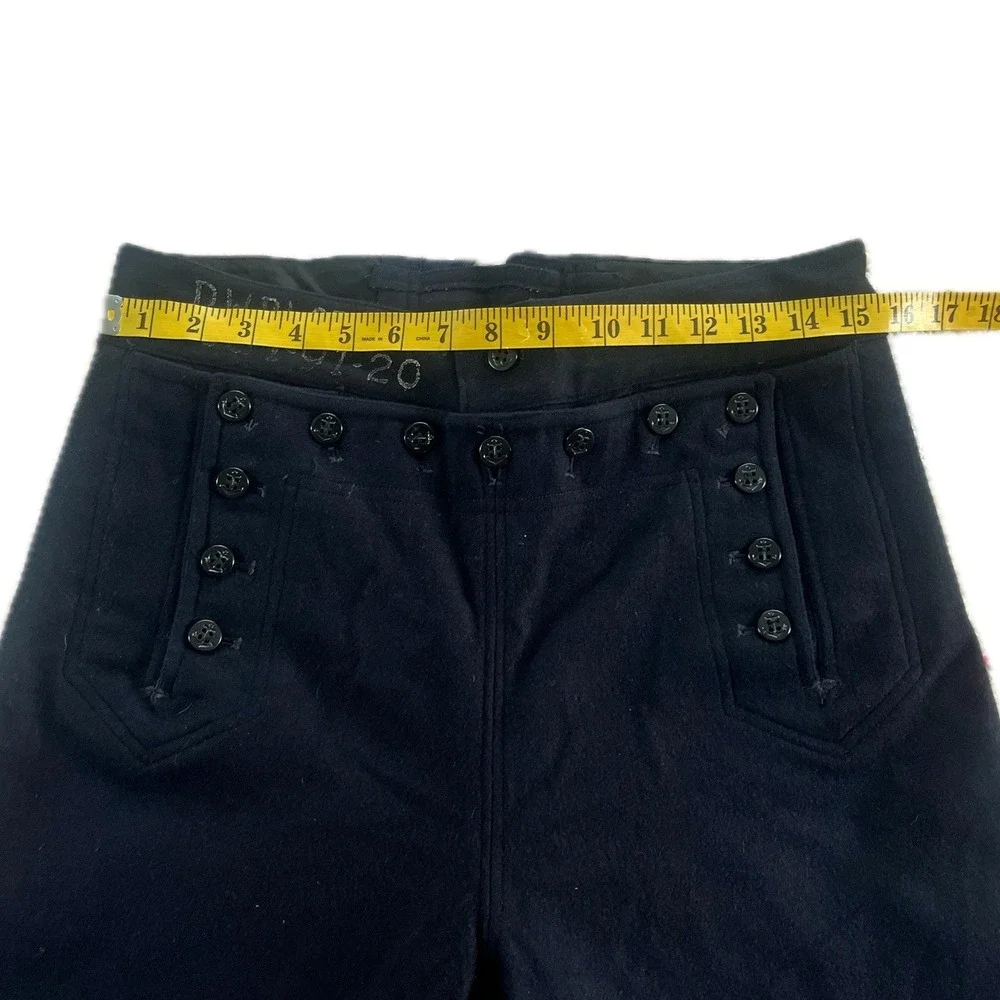 Vintage US Navy 13 Button Wool Bell Bottom Trousers Navy Blue Men 32R Military